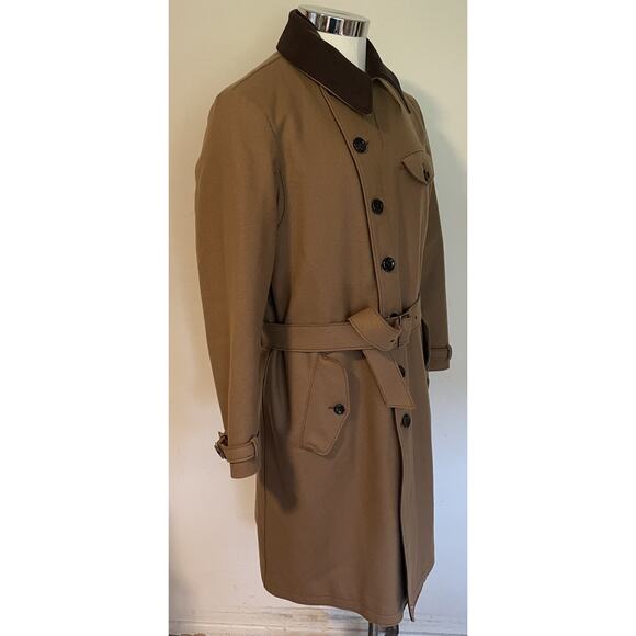 Armani Brown Wool Cashmere Belted Trench Coat Mens 44 Water Repellent Lined - Picture 5 of 16